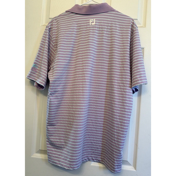 FootJoy Golf Polo Med Purple/White Striped Short Sleeve Embroidered Osprey Cove - Picture 3 of 13
